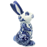 10" Blue & White Chinoiserie Porcelain Bunny