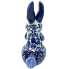 10" Blue & White Chinoiserie Porcelain Bunny