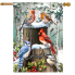 Winter Woodland Birds House Flag