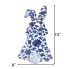 15" Blue Floral Rabbit Hanging Sign