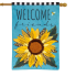 Welcome Friends Leopard Sunflower House Flag