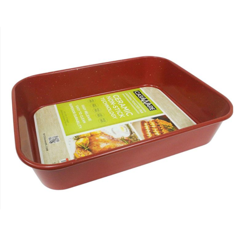 CasaWare Ceramic Coated NonStick Lasagna/Roaster Pan-Red