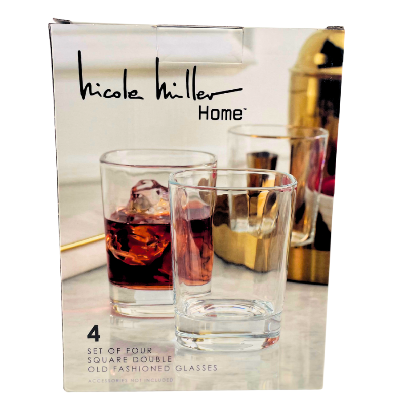 10.5oz Nicole Miller Square Double Old Fashioned Glasses - Set of 4