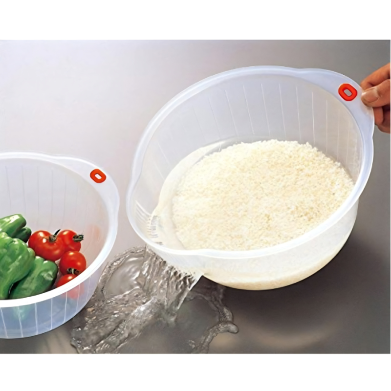 Plastic Japanese Rice Washing Bowl w/ Strainer
