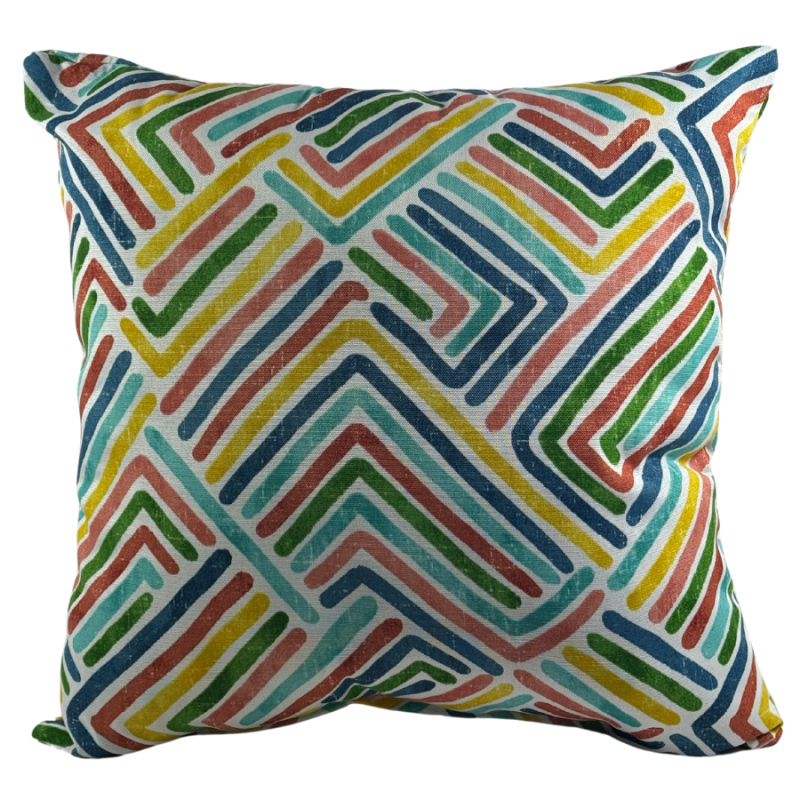 17" Multicolored Zig-Zag Outdoor Pillow