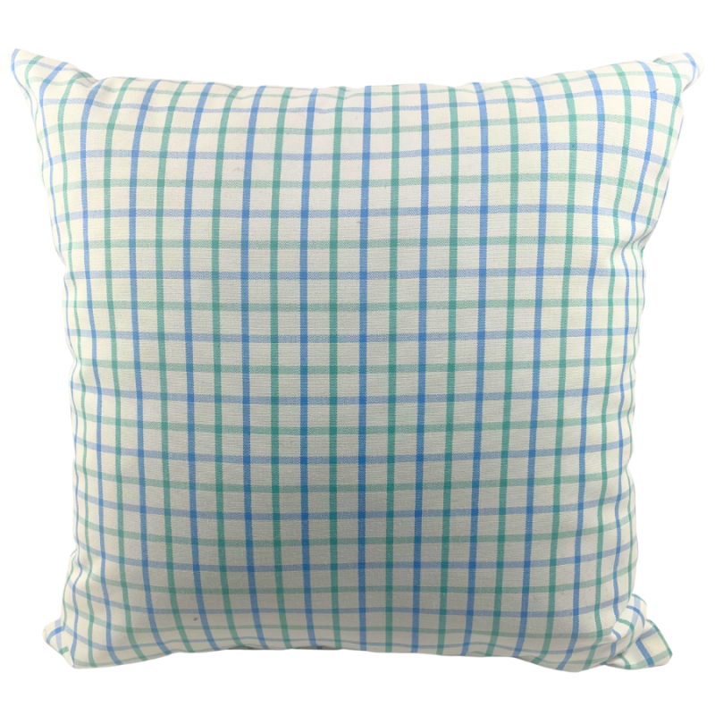 17" Blue & Sage Grid Outdoor Pillow