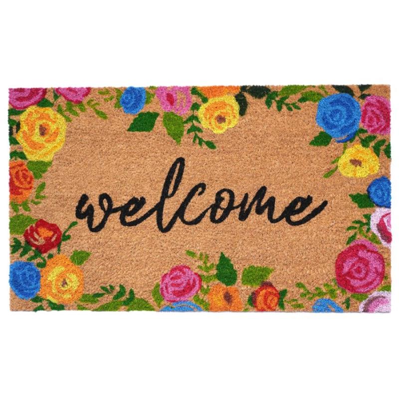 Welcome Floral Border Doormat