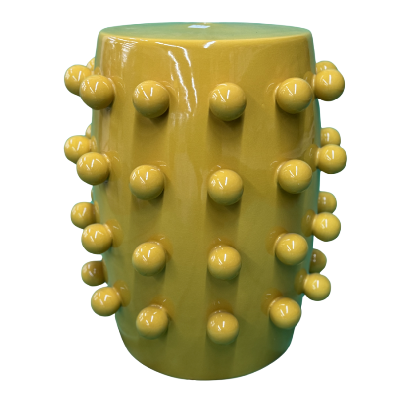 Yellow Garden Stool with Knobs