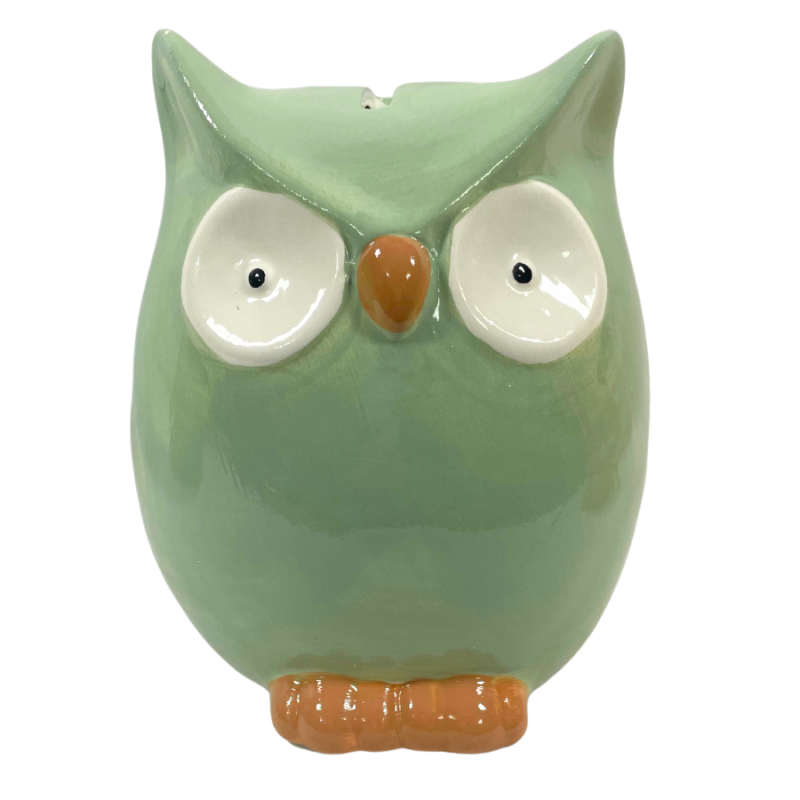 6" Porcelain Owl Bank - Teal