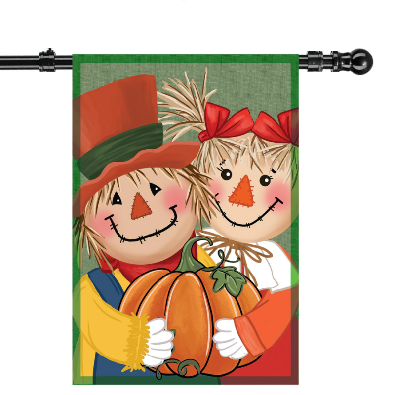 Couple of Scarecrows Applique House Flag