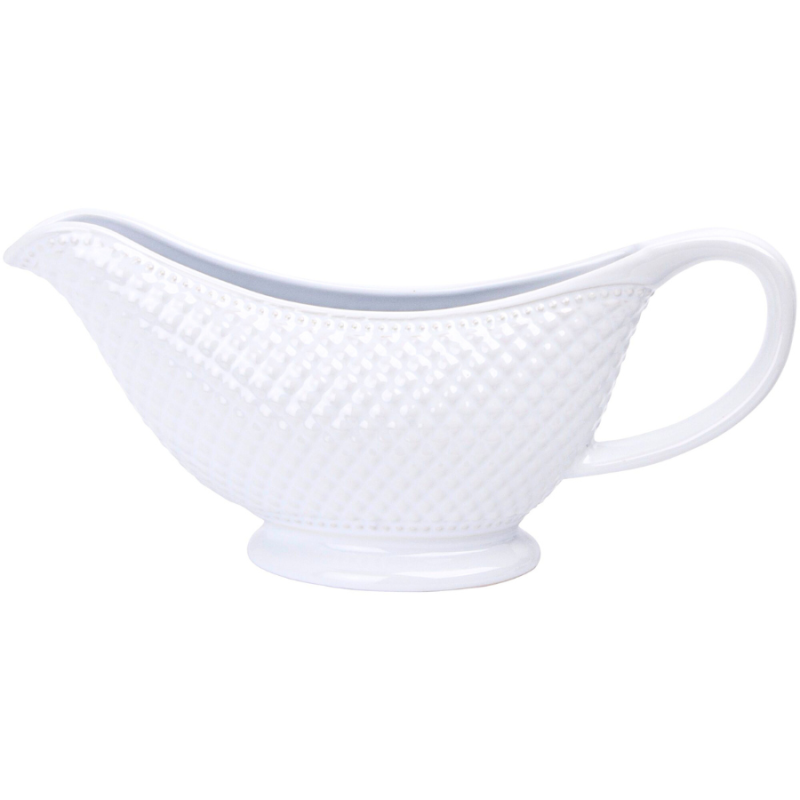 White Stoneware Gravy Boat