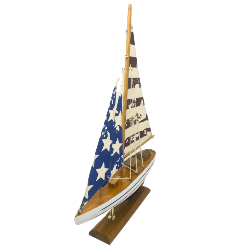 15" Patriotic Wood Sailboat