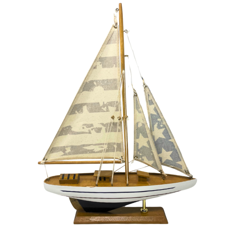 15" Patriotic Wood Sailboat