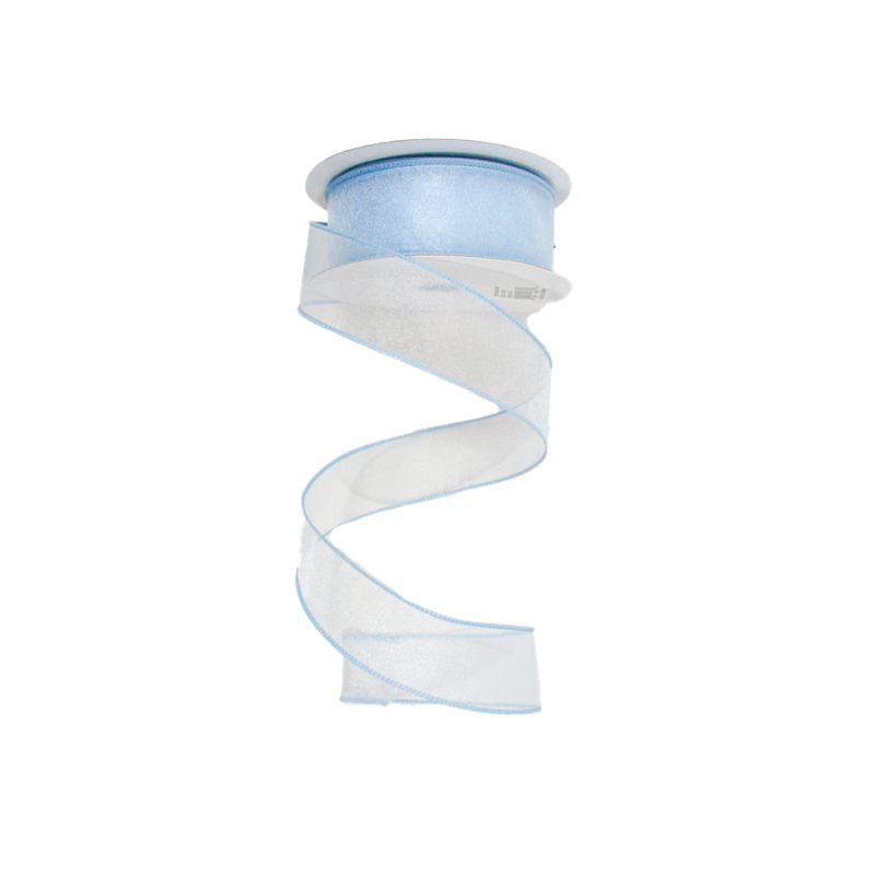 1.5" x 25yd Light Blue Wired Edge Sheer Ribbon