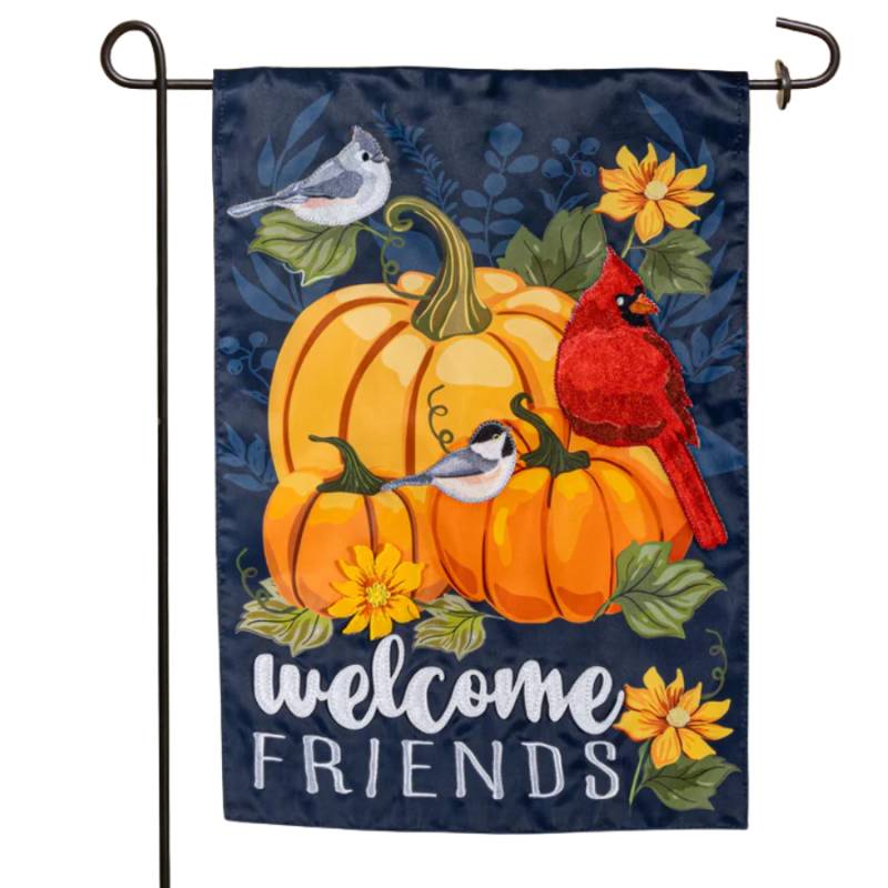 Welcome Friends of Fall Applique Garden Flag