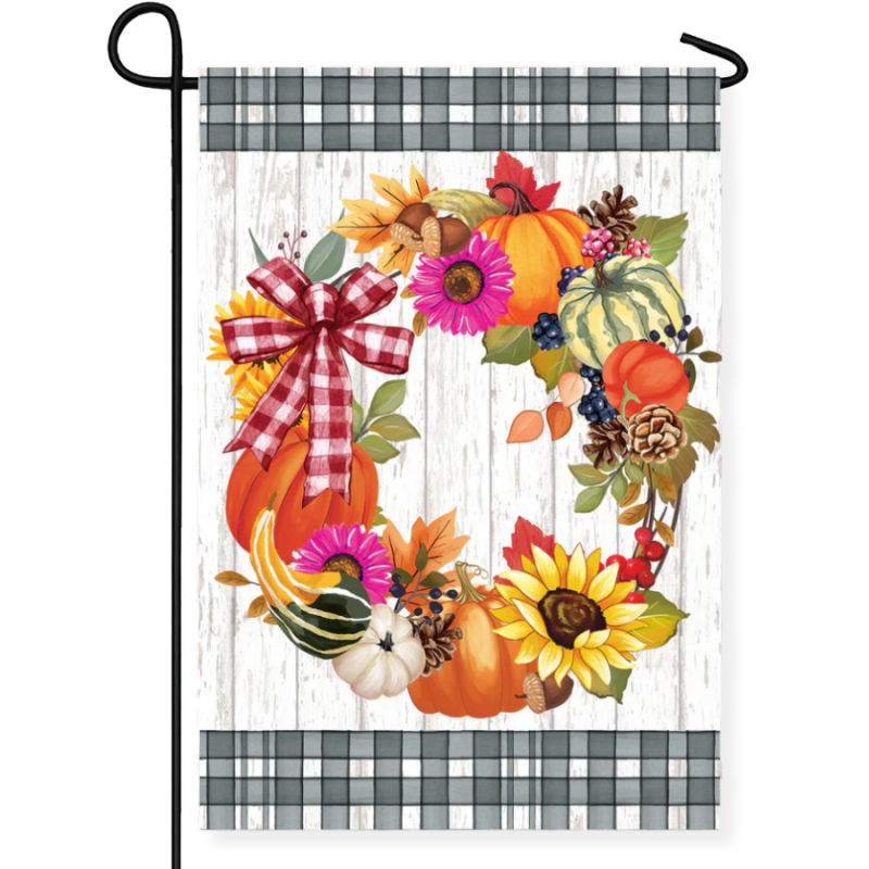 Wreath Of Gourds Applique Garden Flag