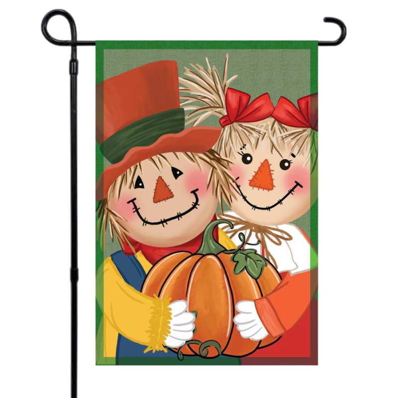 Couple of Scarecrows Applique Garden Flag