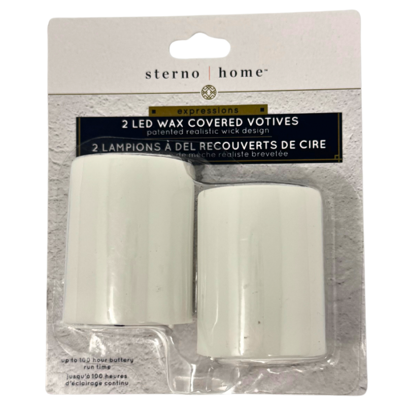 2 LED Wax Covered Votives (Batteries Included)