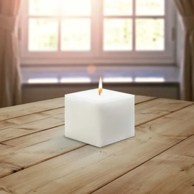 3" x 3" Square White Candle