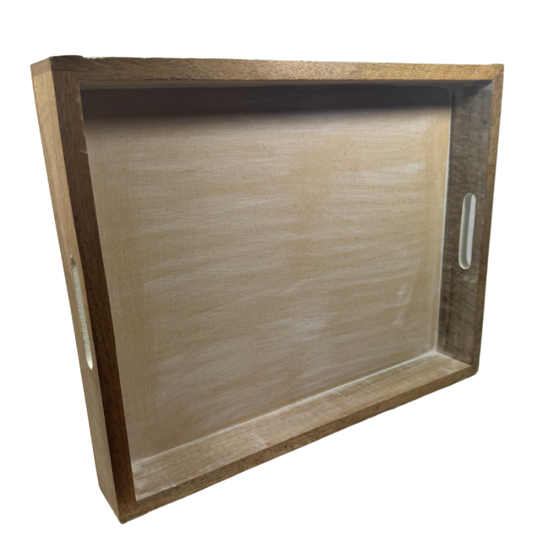 17" Wood Sand Dollar Whitewash Tray