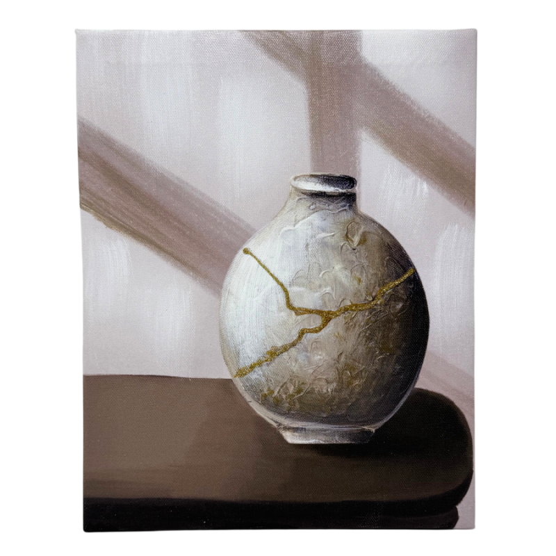 10" Canvas Kintsugi Vase Wall Art
