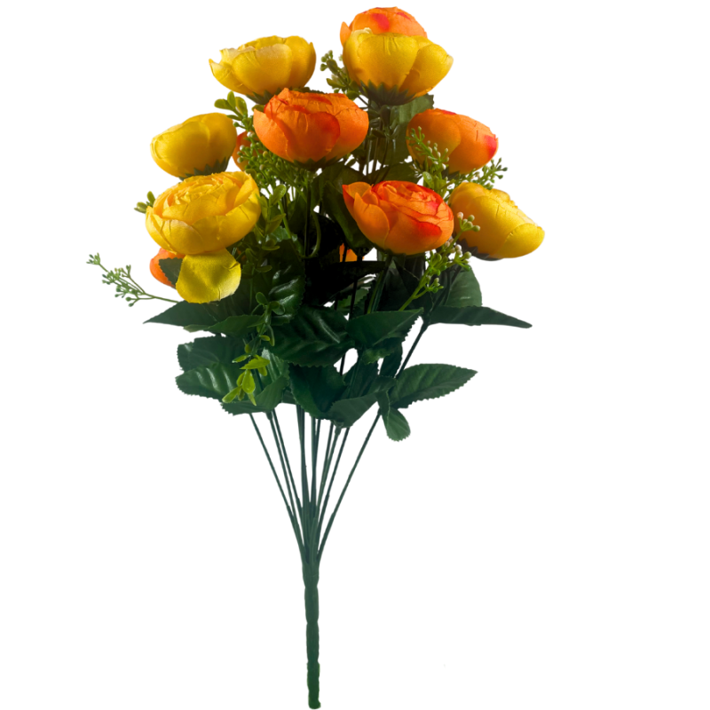 17" Ranunculus Bush - Yellow/Orange