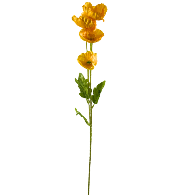 23.5" Flowering Mini Poppy Spray-Yellow