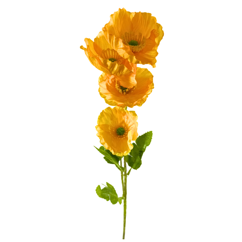 23.5" Flowering Mini Poppy Spray-Yellow