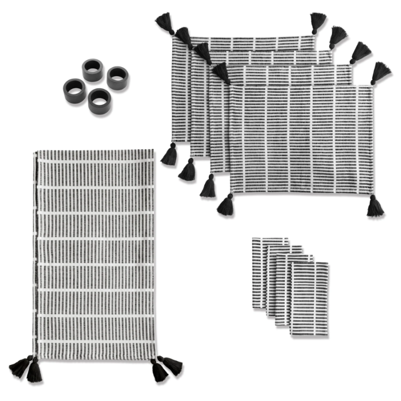 13 pc Black & White Dining Set