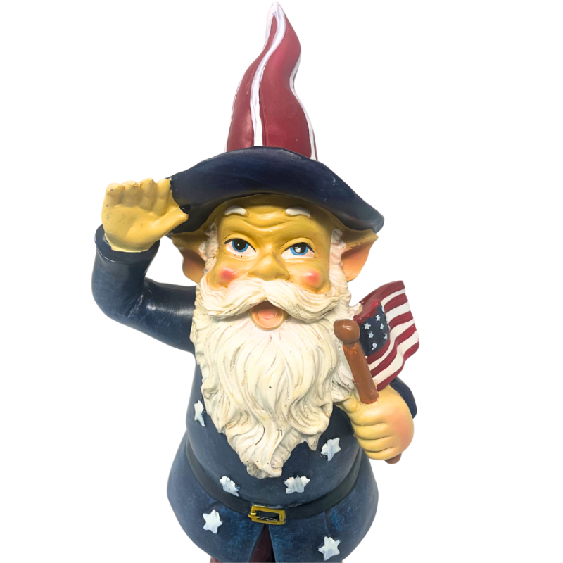 12" Resin Garden Gnome - American