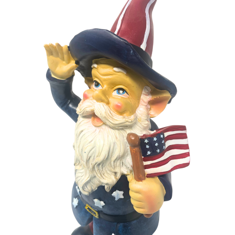 12" Resin Garden Gnome - American