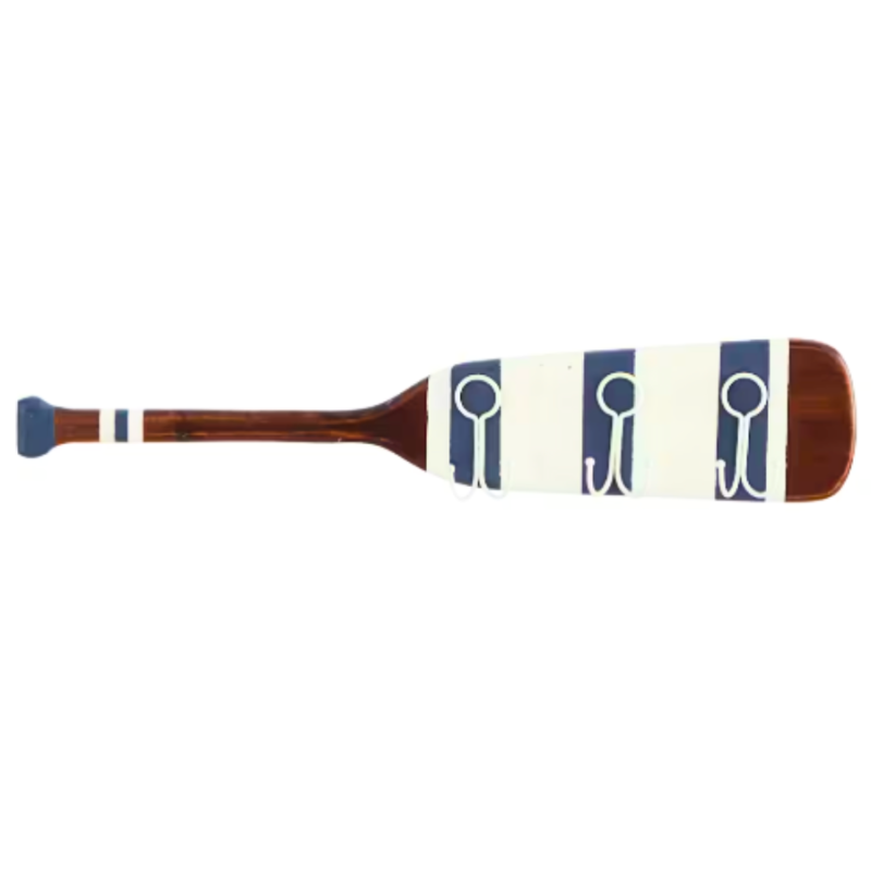 Blue & White Wood Paddle Wall Hook Hanger