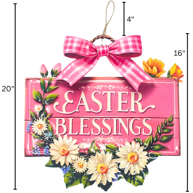 20" Easter Blessings Metal Hanging Sign