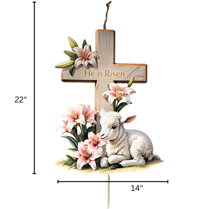47" Easter Lamb Metal Yard Stake