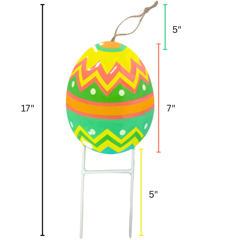 17" Easter Egg Metal Yard Stake - Playful Patterns