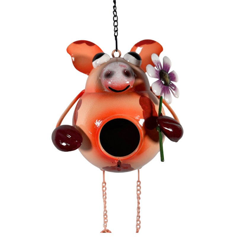 29" Metal Pig Bird House