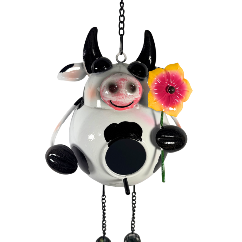 29" Metal Cow Bird House