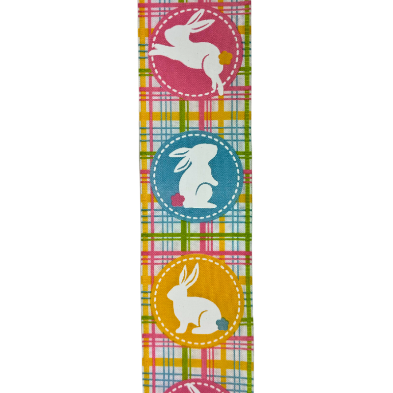 2.5" x 10yd Bunny on Plaid Ribbon