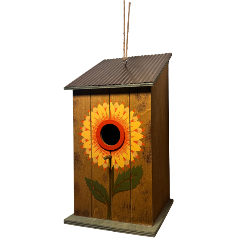 12" Wooden Sunflower Birdhouse