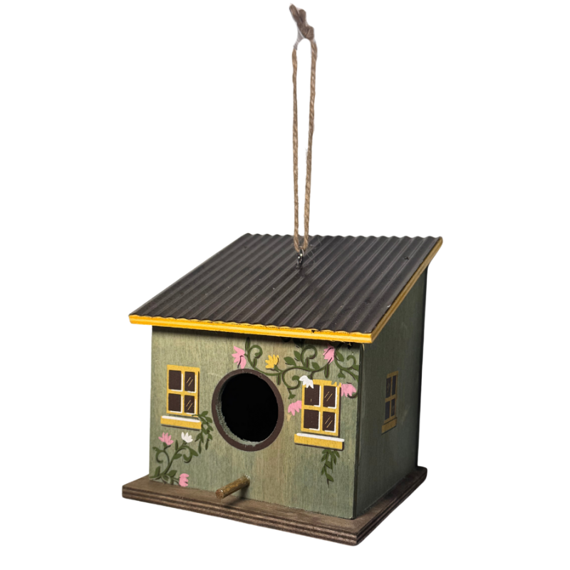 5.5" Painted Wooden Birdhouse