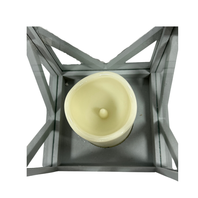 16" Grey Lantern with Battery Operated Candle