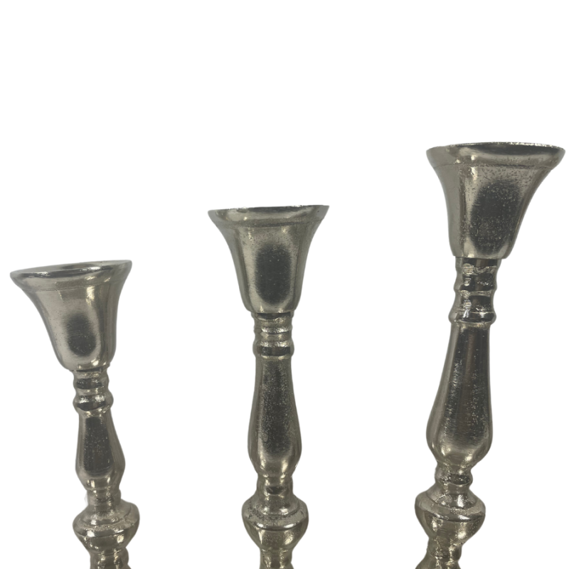 Aluminum Metal 5 Candle Candelabra w/ Plate