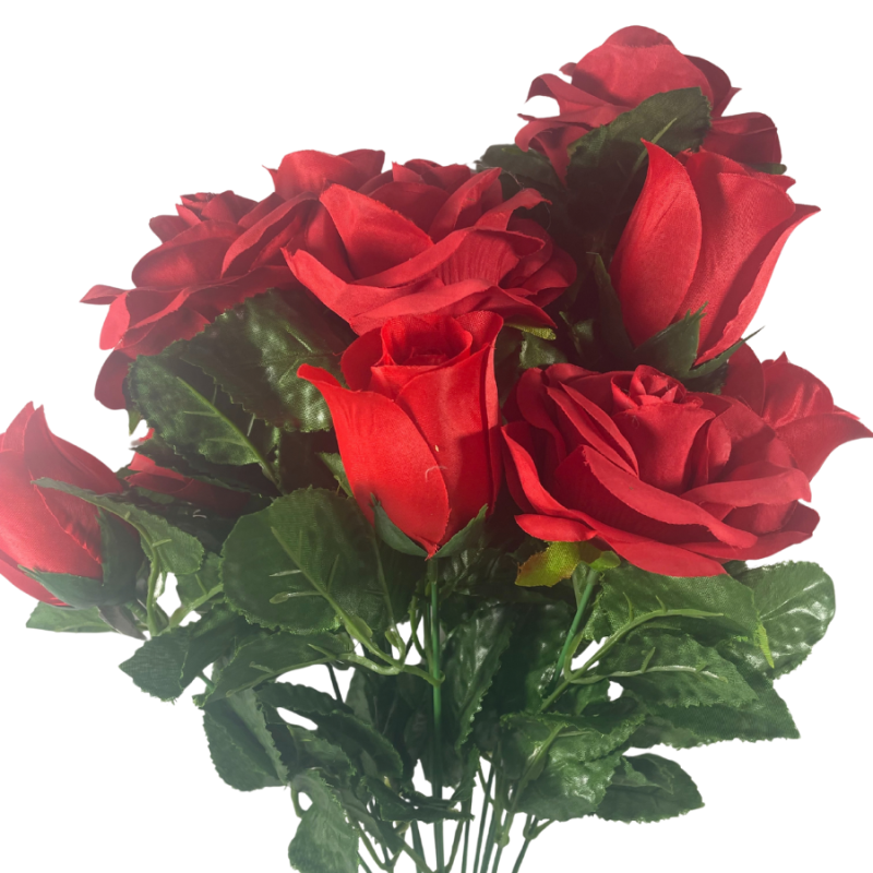 21" Rose & Bud Bush - Red