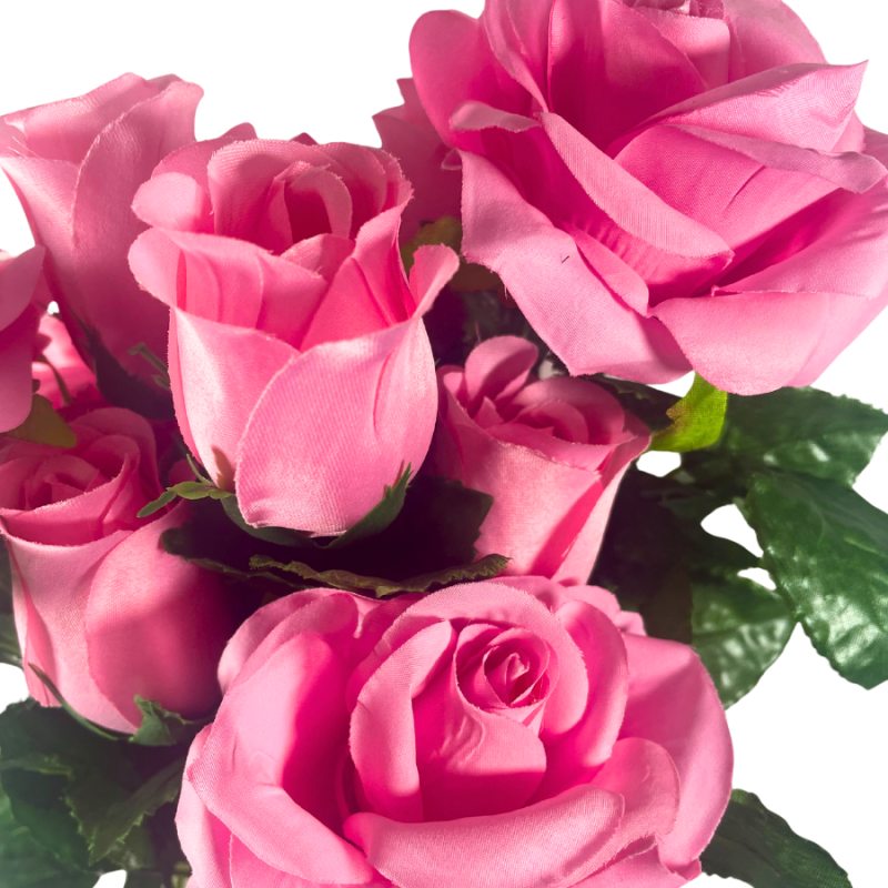 21" Rose & Bud Bush - Pink