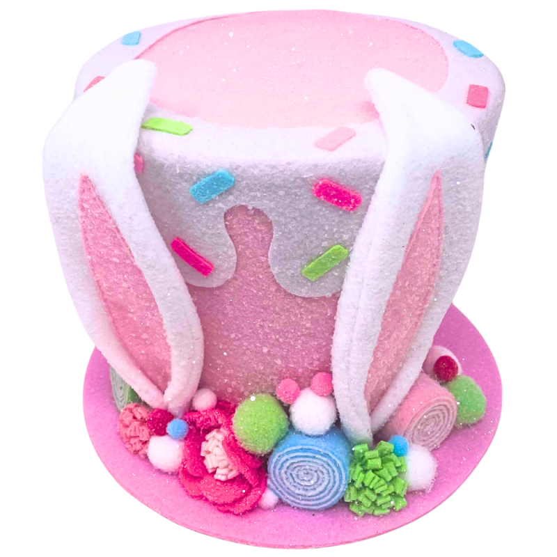7" Candy and Sprinkles Pink Bunny Top Hat