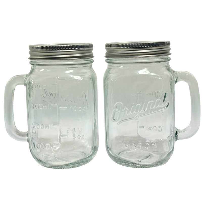 16oz Embossed Glass Mug- Set of 4