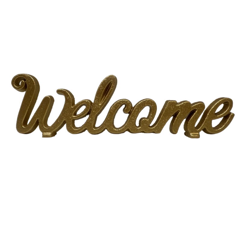 Gold Cast Iron Welcome Table Decor