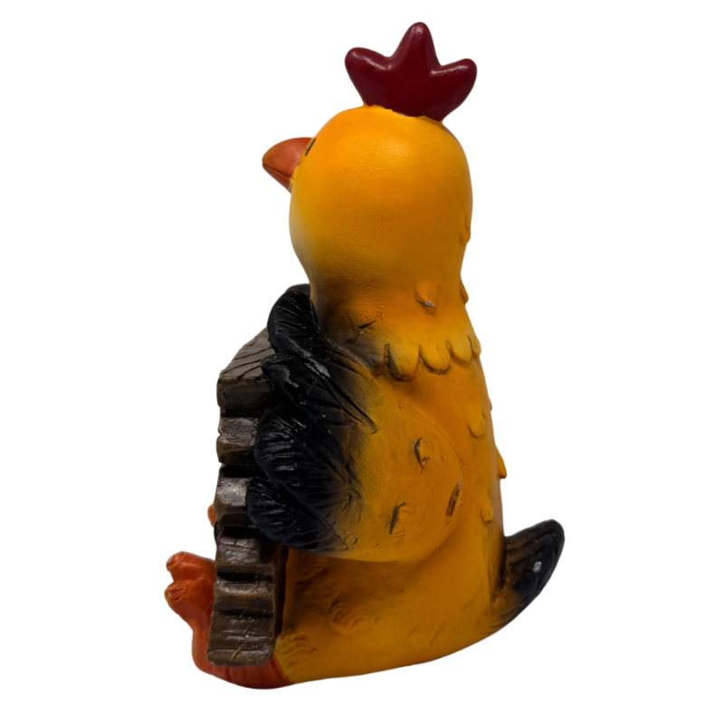 6" Chicken with Sign Figurine