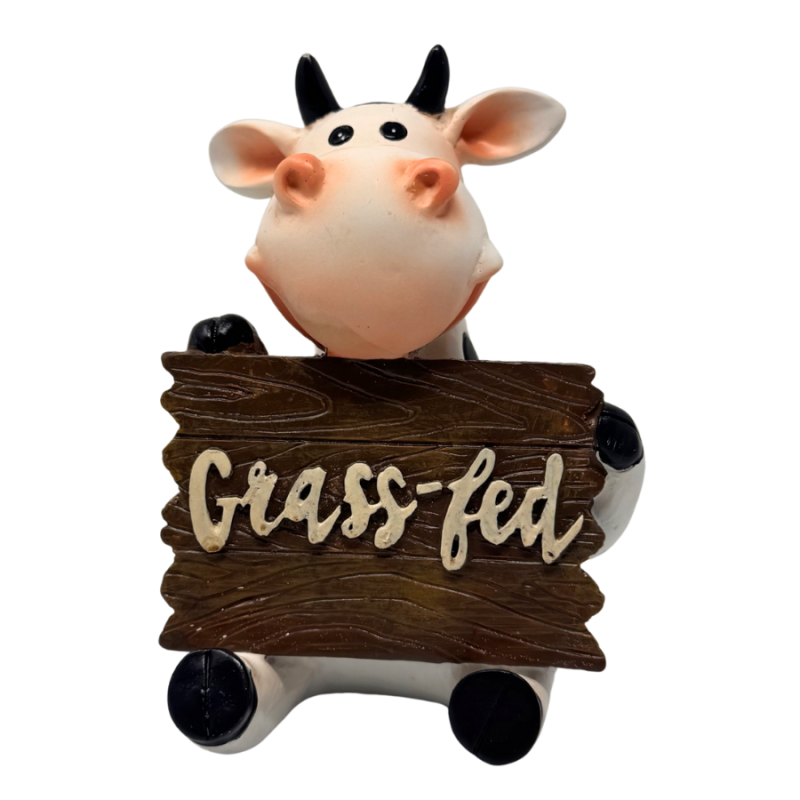 6" Cow with Sign Figurine