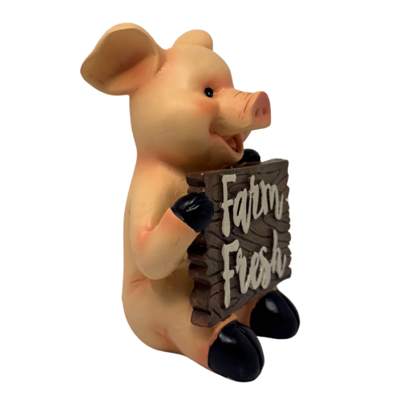 6" Pig with Sign Figurine